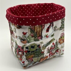 Handmade Christmas Fabric Basket Christmas Snow Snowman Basket